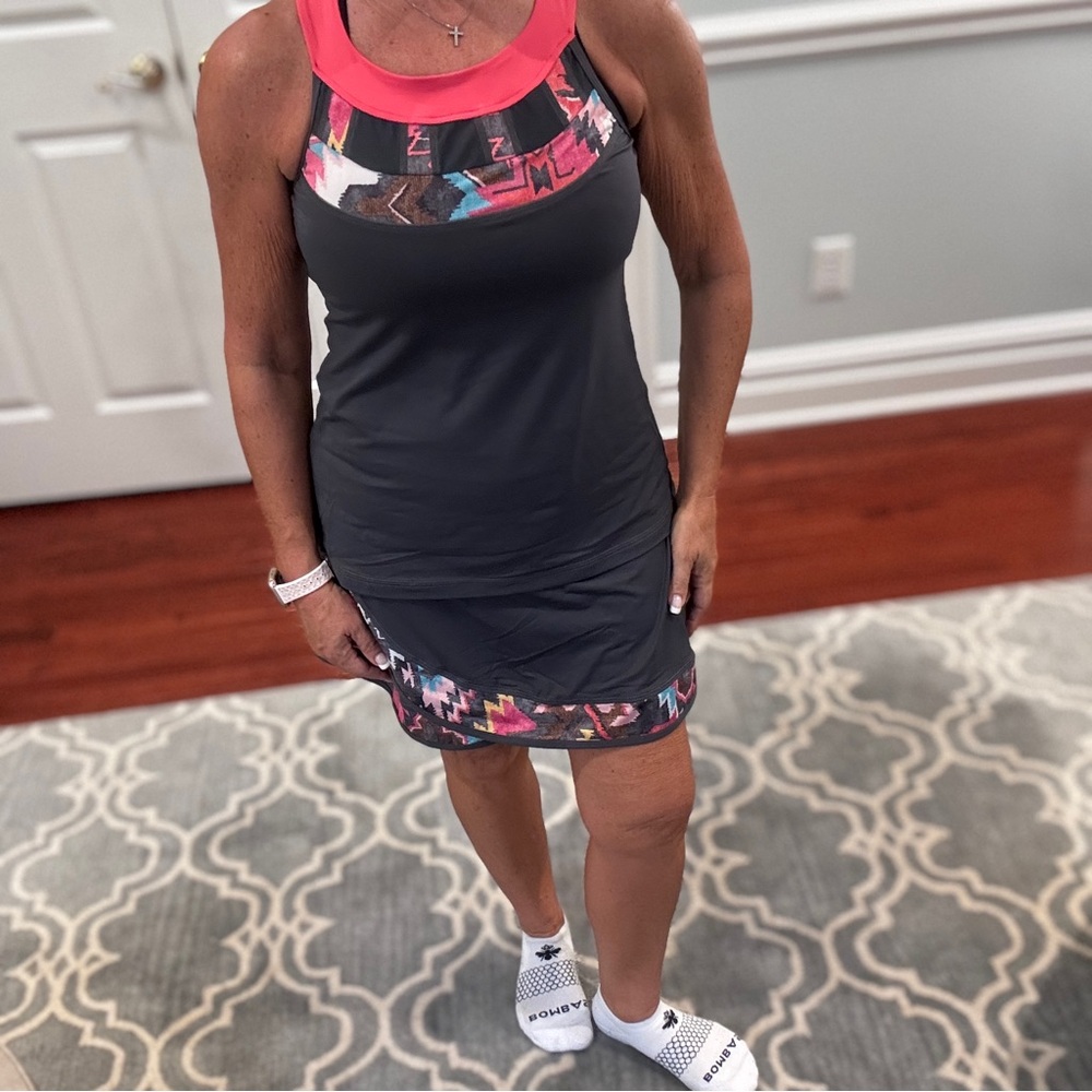 Sofibella Tennis/Pickleball Coral&Charcoal  2-piece Outfit: M/L